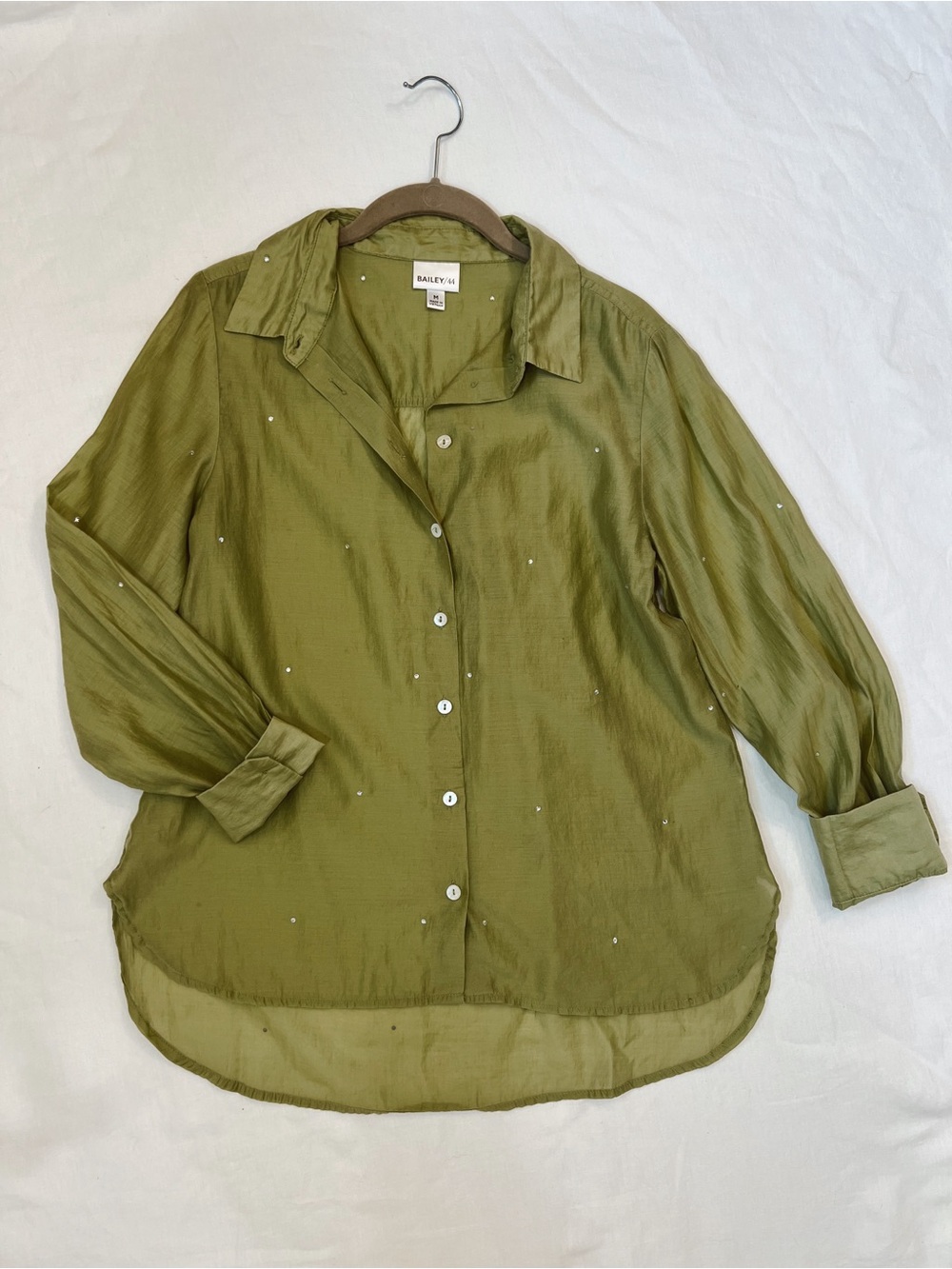 Bailey 44 Sheer Gemmed Button Down